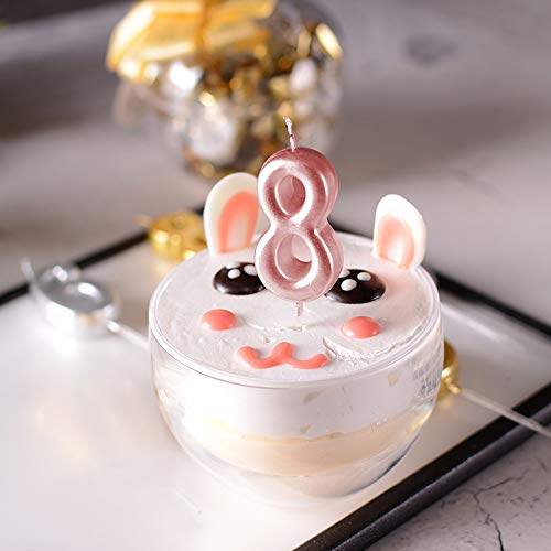 XNOVA 8th Birthday Candle Eight Years Pink Happy Birthday Number 8 Candles for Cake Topper Decoration for Party Kids Adults Numeral 80 84 85 68 58 18 - Image 3