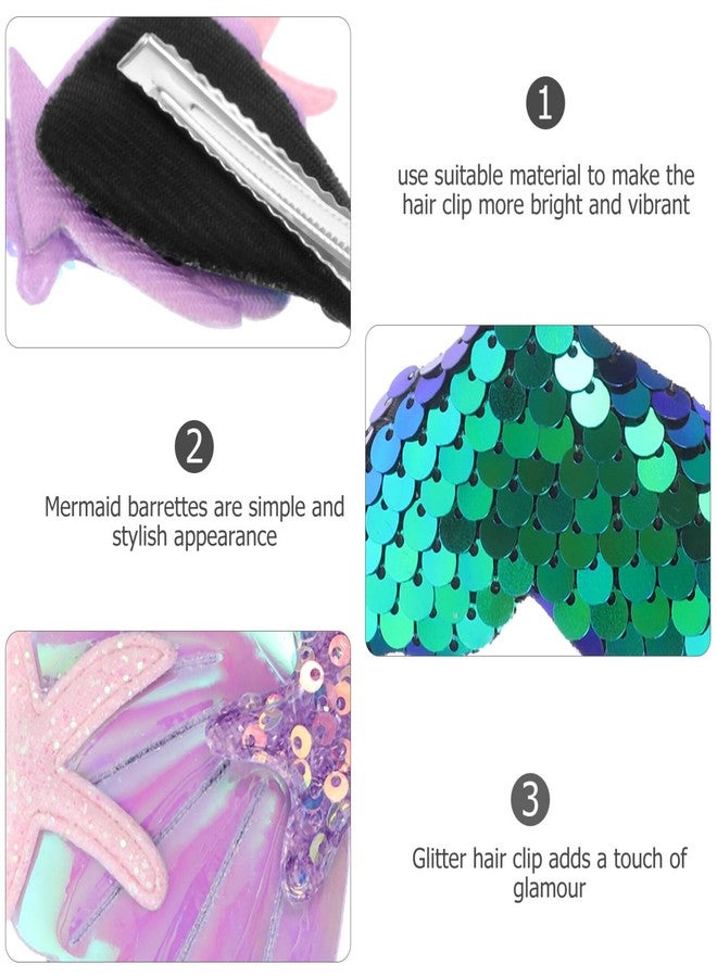 Beaupretty 2PCS Mermaid Hair Clips Sequin Mermaid Hairpins Glitter Princess Mermaid Hair Accessories for Grils Women for Birthday Holiday Halloween - Image 4