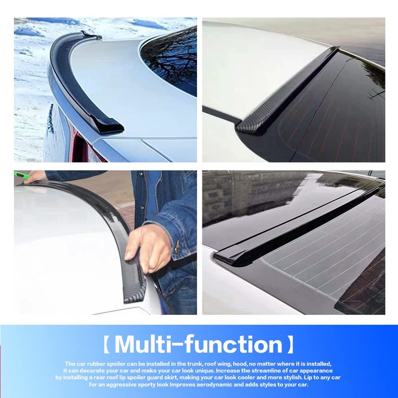 Banseko Car Trunk Spoiler Roof Lip Kit,3D PU Rear Trunk Lip or Roof Spoiler Sticker Bar with Carbon Fiber Pattern,Car Rear Spoiler Exterior Rear Spoiler Kit, Punch-Free Installation for Most Cars (Black) - Image 5