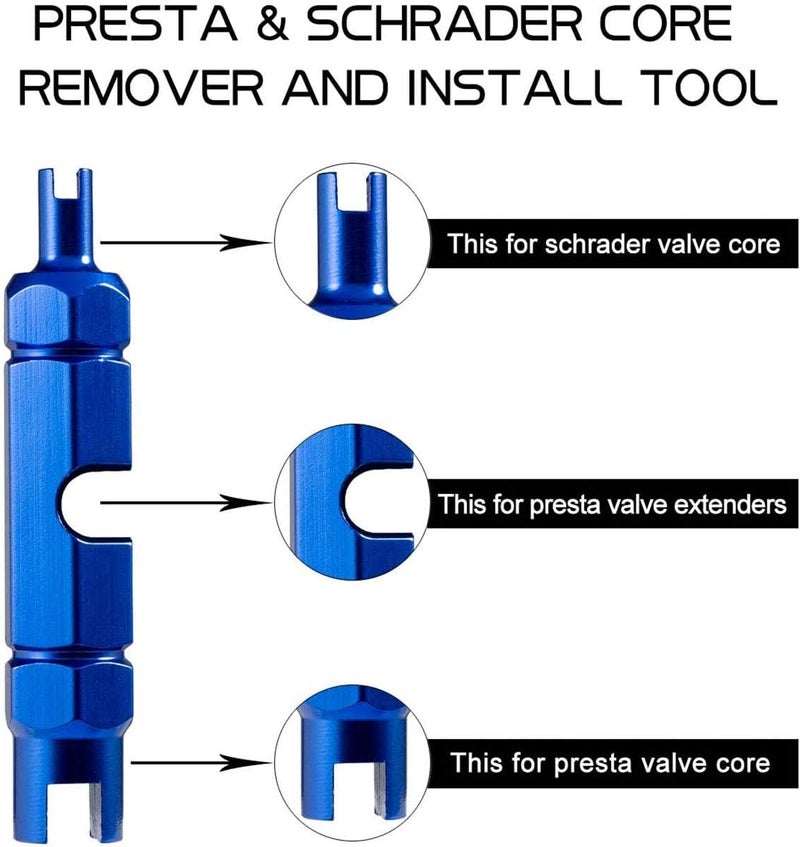 TuoTu Valve Core Remover Tool Kit with Brass Replacement Presta and Schrader Valve Cores - Image 2