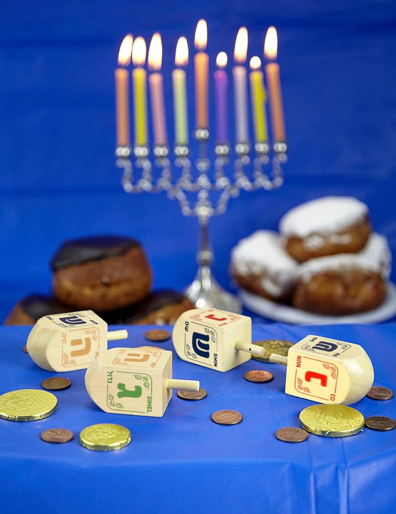 Izzy 'n' Dizzy Hanukkah Natural Wooden Dreidel (Pack of 4) - Medium - Image 5