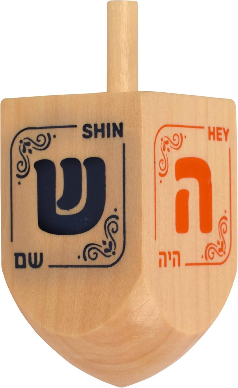 Izzy 'n' Dizzy Hanukkah Natural Wooden Dreidel (Pack of 4) - Medium - Image 3