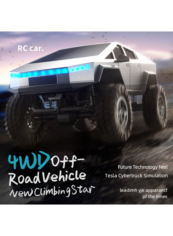 JJRC Cyberpickup Simulation Tesla Off-road Climbing Car Four-wheel Drive Big Foot RC Remote Control Car Boy Toy-Color:Light Gray + Trailer - Image 2