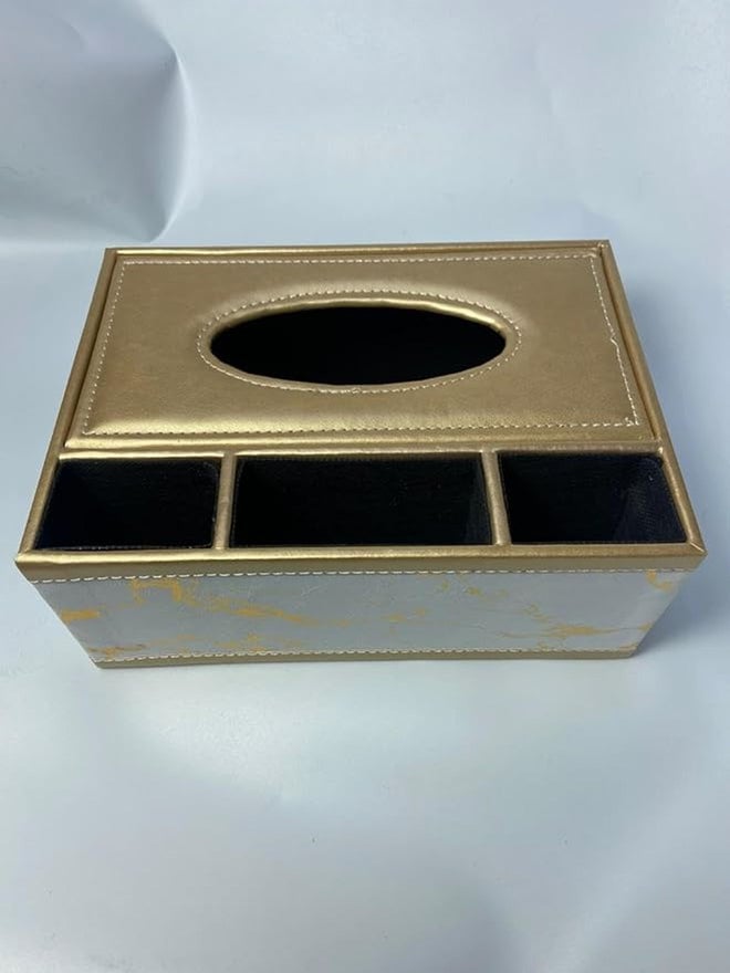 Bager 4-Part Marble Tissue Box Organizer - Image 1