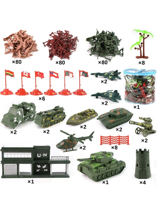 3 otters 3 قنادس 307 قطعة مجموعة رجال الجيش العسكرية، مجموعة معركة عسكرية جنود بلاستيكيين للأولاد والبنات، مع حاوية تخزين - Image 3