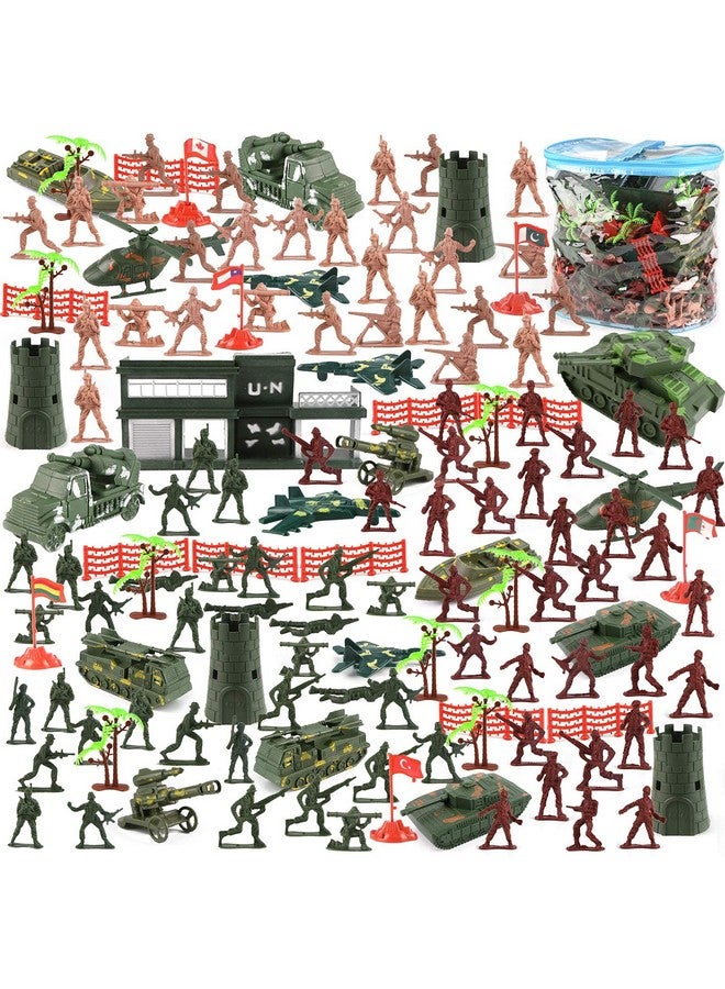 3 otters 3 قنادس 307 قطعة مجموعة رجال الجيش العسكرية، مجموعة معركة عسكرية جنود بلاستيكيين للأولاد والبنات، مع حاوية تخزين - Image 1