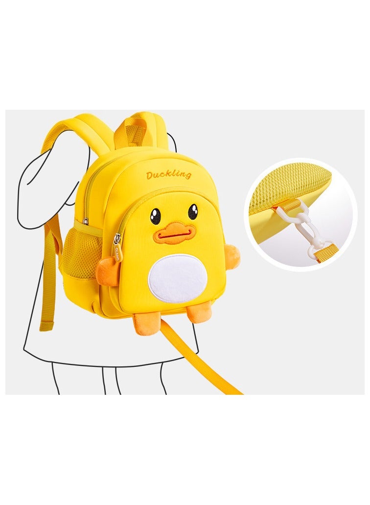 حقيبة ظهر بتصميم بطة صفراء لطيفة على شكل كارتون للأطفال حقيبة مدرسية مقاومة للماء لأطفال روضة الأطفال - Image 3