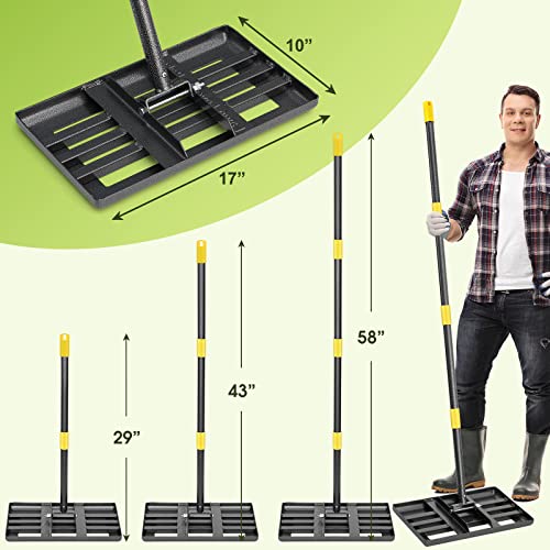 INFLATION Lawn Leveling Rake,17"x10" Lawn Leveler Tool for Lawns with 5FT Ergonomic Handle,Heavy Duty Leveling Rakes for Lawns,Yard Garden Golf Course, Ease Level Soil Sand Dirt Surfaces… - Image 2