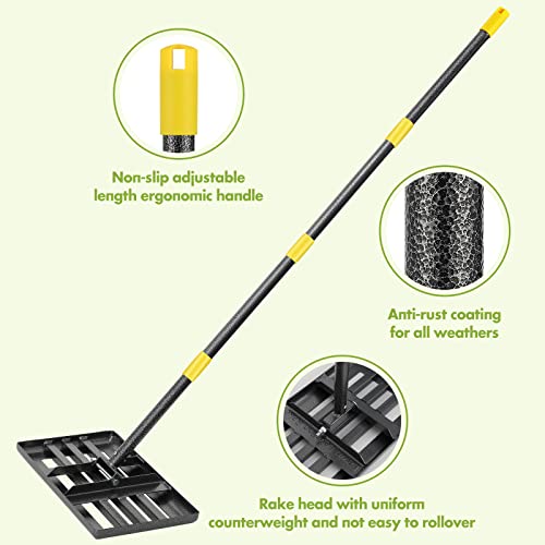 INFLATION Lawn Leveling Rake,17"x10" Lawn Leveler Tool for Lawns with 5FT Ergonomic Handle,Heavy Duty Leveling Rakes for Lawns,Yard Garden Golf Course, Ease Level Soil Sand Dirt Surfaces… - Image 5