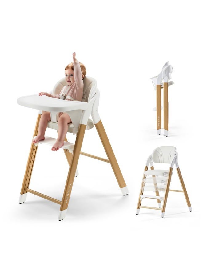 Tinyiota Baby High Chair for Babies and Toddlers (Wood Color) - Image 1