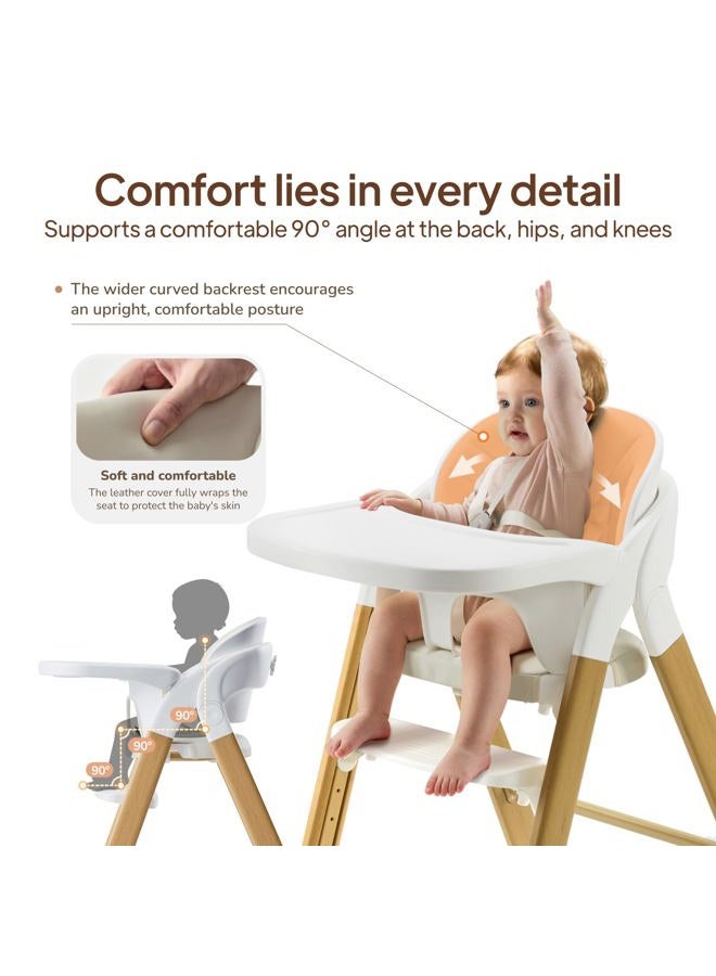 Tinyiota Baby High Chair for Babies and Toddlers (Wood Color) - Image 5