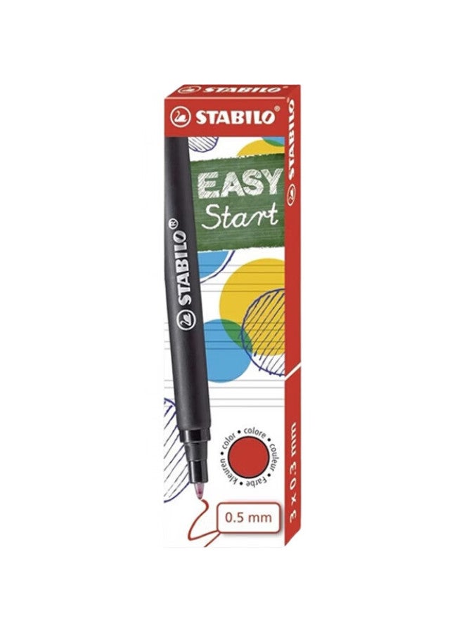 Stabilo Children'S Fountain Pen For Elementary School Students, Posture Correction, Quick-Drying Stationery, High-Quality, Large Capacity, Replaceable Refill, Red, 0.5Mm