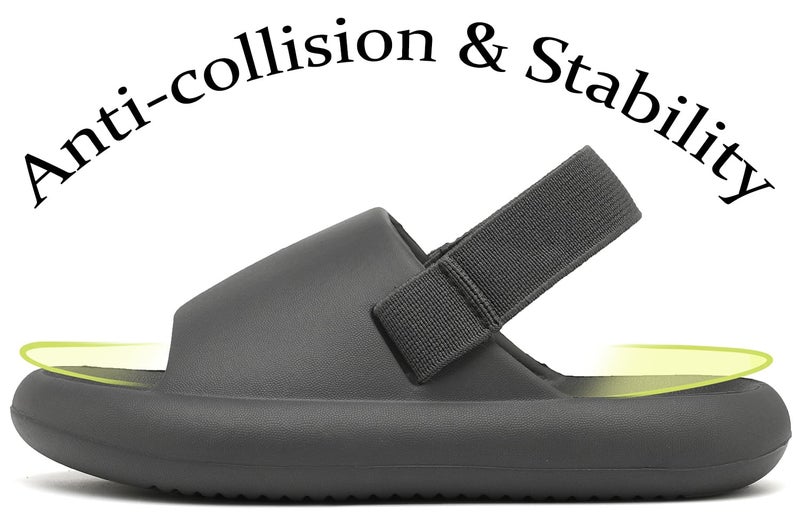 INMINPIN Toddler Boys Girls Slides Sandals Comfort Beach Pool Shower Slippers with Elastic Back Strap, Dark Grey, 5 Toddler - Image 2