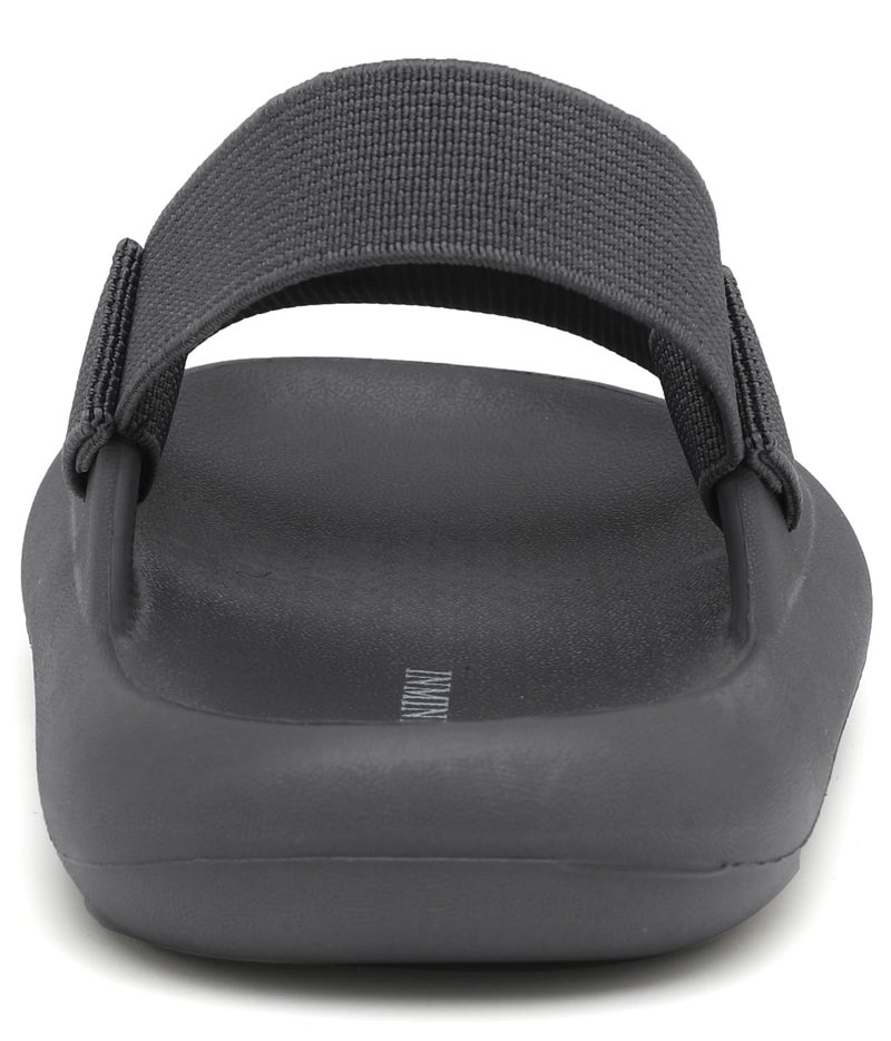 INMINPIN Toddler Boys Girls Slides Sandals Comfort Beach Pool Shower Slippers with Elastic Back Strap, Dark Grey, 5 Toddler - Image 5