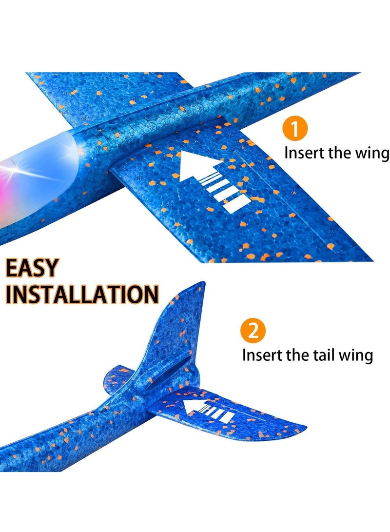 USTIDE 2 Pack Led Light Airplane,17.5" Large Throwing Foam Plane,2 Flight Mode Glider Plane,Flying Toy For Kids, Outdoor Sport Toys Birthday Party Favors Foam Airplane | ASSORTED - Image 3