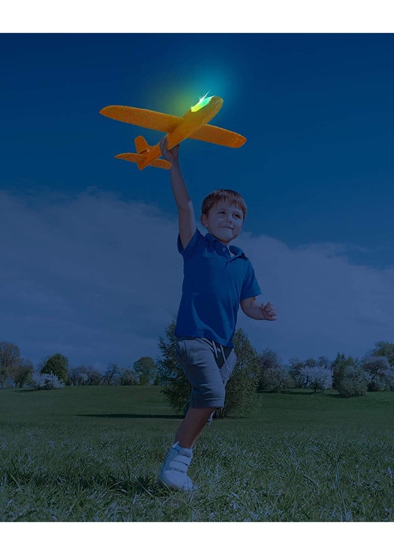 USTIDE 2 Pack Led Light Airplane,17.5" Large Throwing Foam Plane,2 Flight Mode Glider Plane,Flying Toy For Kids, Outdoor Sport Toys Birthday Party Favors Foam Airplane | ASSORTED - Image 5