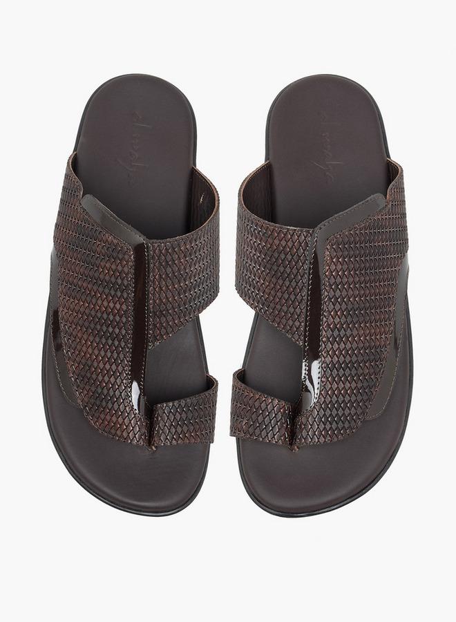Al Waha Men Textured Leather Arabic Sandals - Image 1