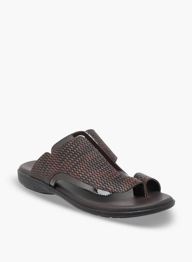 Al Waha Men Textured Leather Arabic Sandals - Image 2