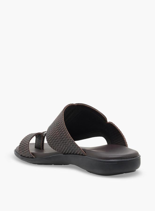 Al Waha Men Textured Leather Arabic Sandals - Image 5