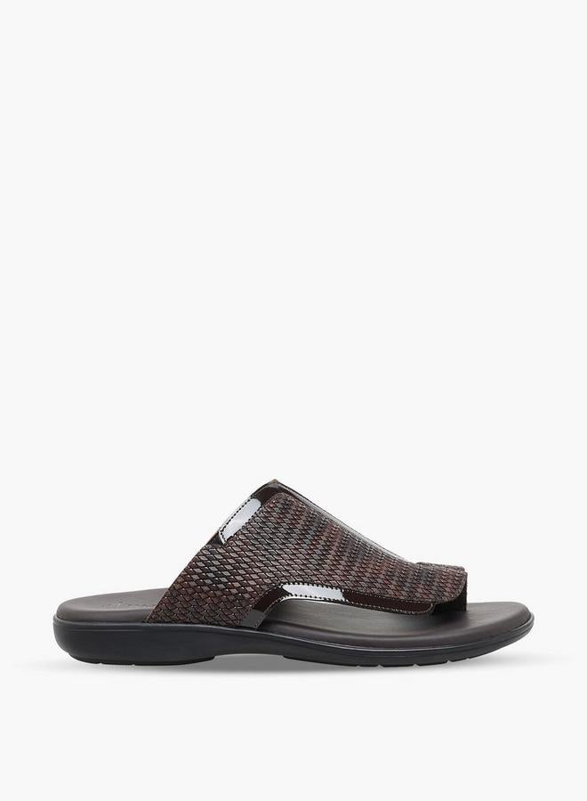 Al Waha Men Textured Leather Arabic Sandals - Image 3