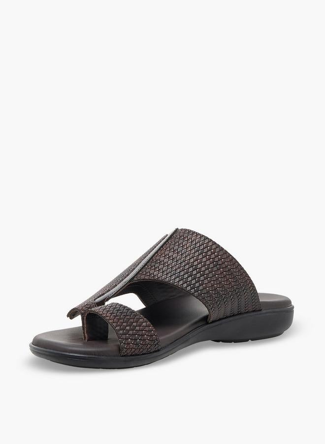 Al Waha Men Textured Leather Arabic Sandals - Image 4