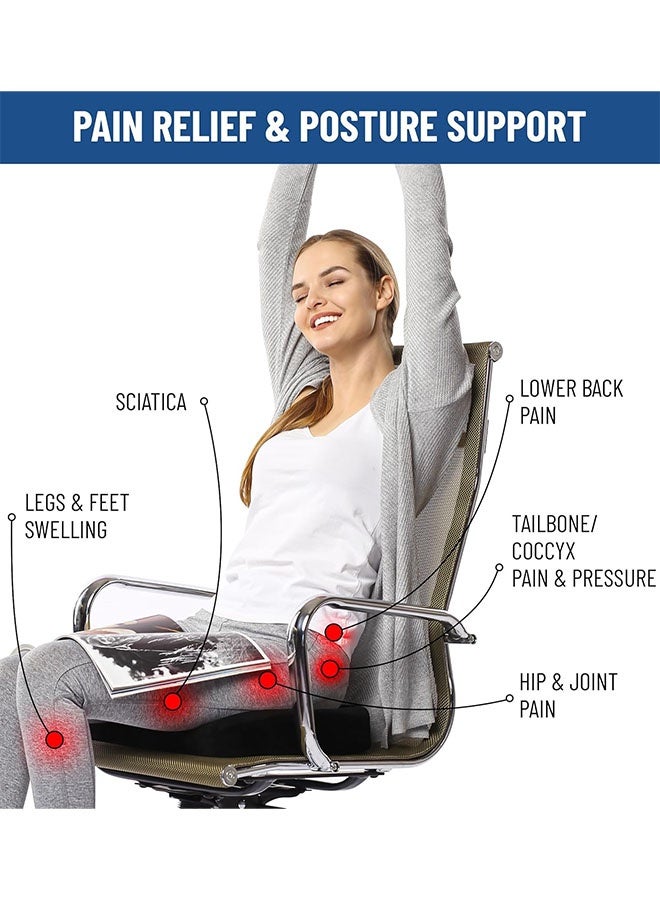 وسادة مقعد، وسادة مقعد مكتب، وسائد كرسي من إسفنج الذاكرة بتصميم ثلاثي الأبعاد لتخفيف الضغط، وتخفيف آلام الظهر، وعرق النسا، ودعم أسفل الظهر والعمود الفقري، وتخفيف آلام البواسير، وسادة مقعد لكرسي المكتب، ومقعد السيارة، والطائرة، والمبيض، ووسادة كرسي مكتب للموظفين الذين يجلسون لفترات طويلة، وسائقي السيارات. - Image 3