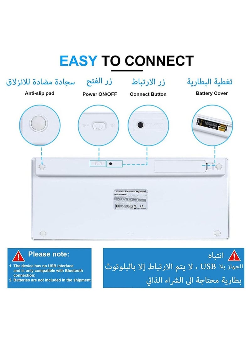 Bluetooth Wireless Keyboard Arabic English Language Small Portable Keyboard for iPad Pro Mini Air Windows IOS Android Tablet iPhone and More Bluetooth Enabled Devices