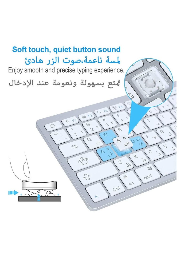 Bluetooth Wireless Keyboard Arabic English Language Small Portable Keyboard for iPad Pro Mini Air Windows IOS Android Tablet iPhone and More Bluetooth Enabled Devices