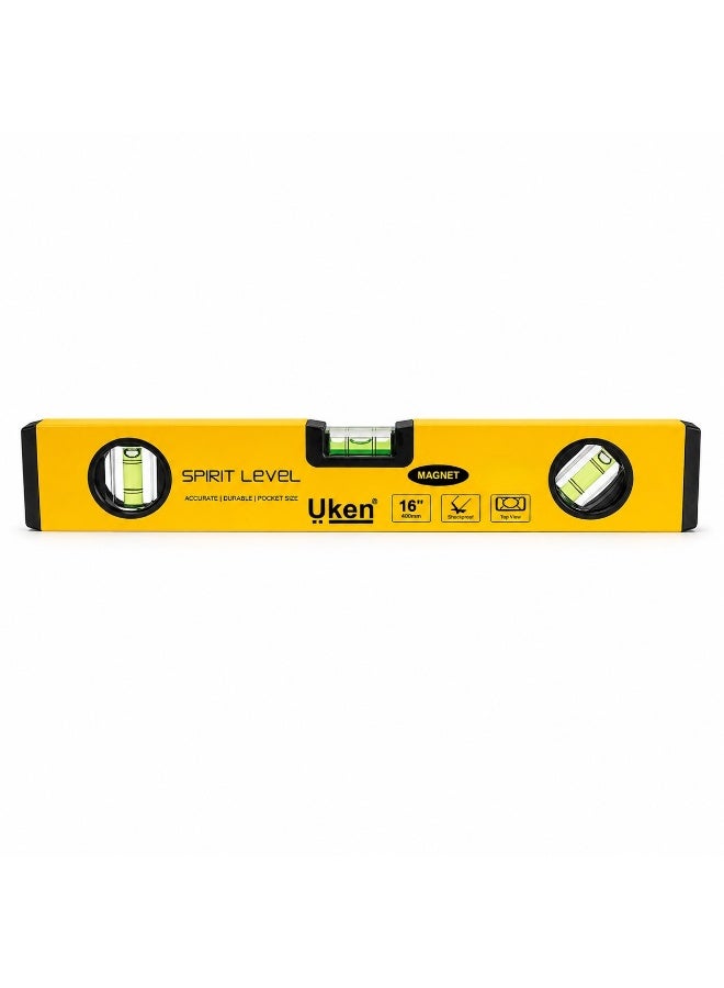 UKEN Spirit Level 16 Inch With Magnet, Magnetic Level Tool For Wall, Tile, Woodworking, Construction, Plumbing And DIY Measuring - Image 3
