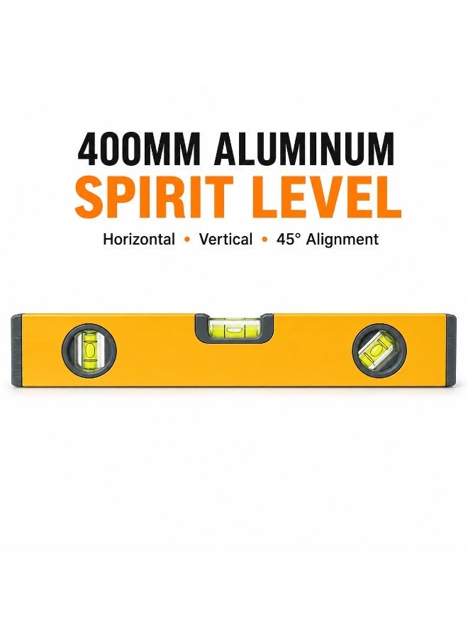Uken 400mm Magnetic Spirit Level, 16 Inch Aluminum Box Level with 3 Bubble Vials, Horizontal Vertical & 45° Measuring Tool for Carpentry, Tiling, Shelving, Construction and DIY - Image 3