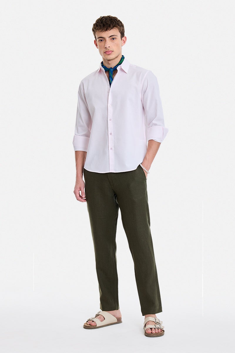 SNITCH Olive Solid Regular Fit Trousers - Image 3