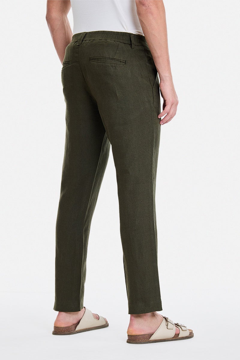 SNITCH Olive Solid Regular Fit Trousers - Image 5