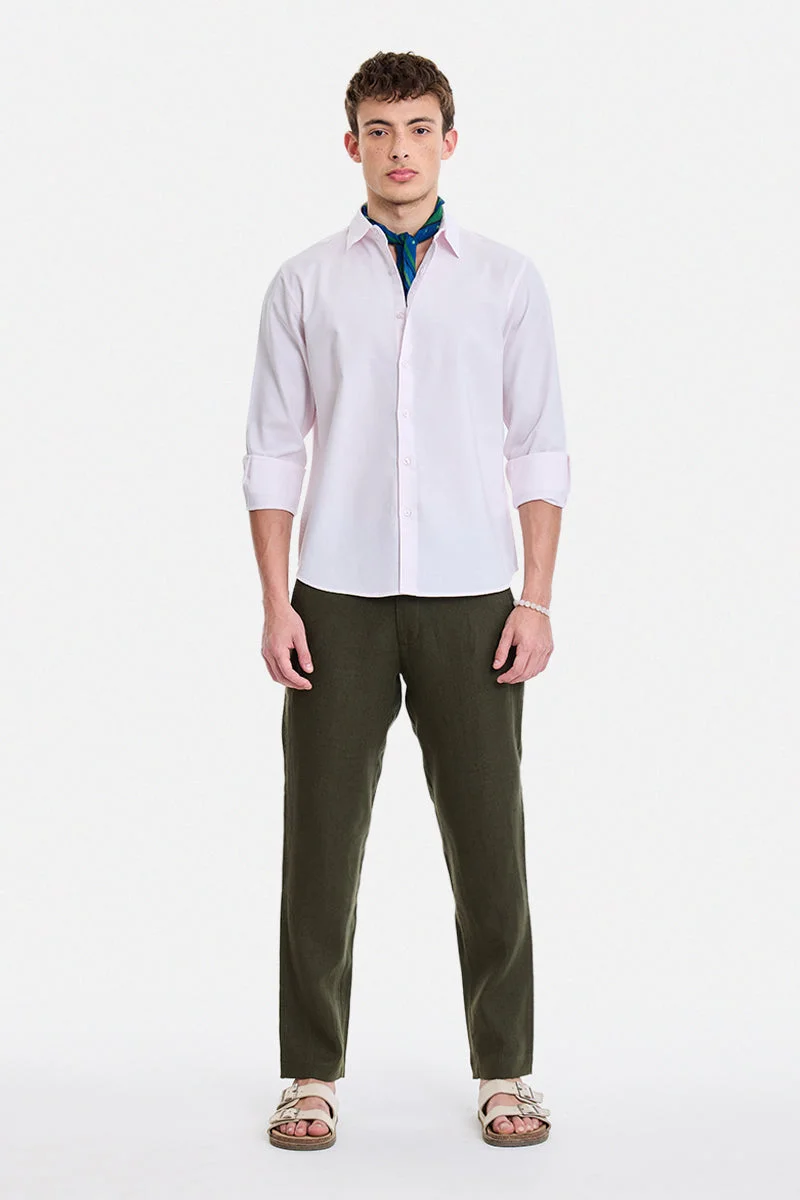 SNITCH Olive Solid Regular Fit Trousers