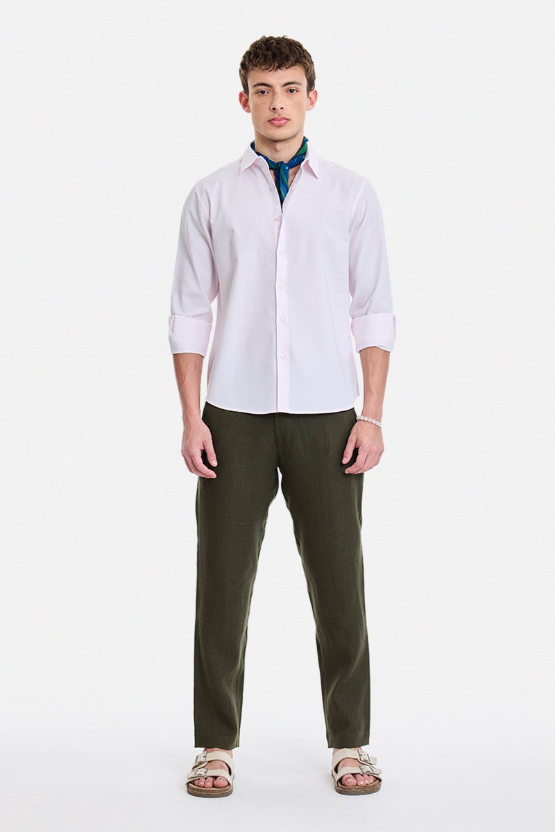 SNITCH Olive Solid Regular Fit Trousers - Image 2