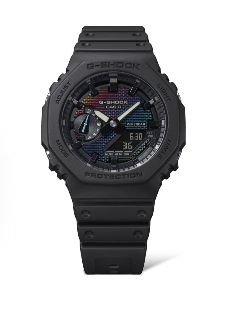 Casio G-Shock GA-2100RW-1A Limited Edition - Rainbow Brick Wall Design, Color-Changing Dial, Digital  Analog Display - Image 1