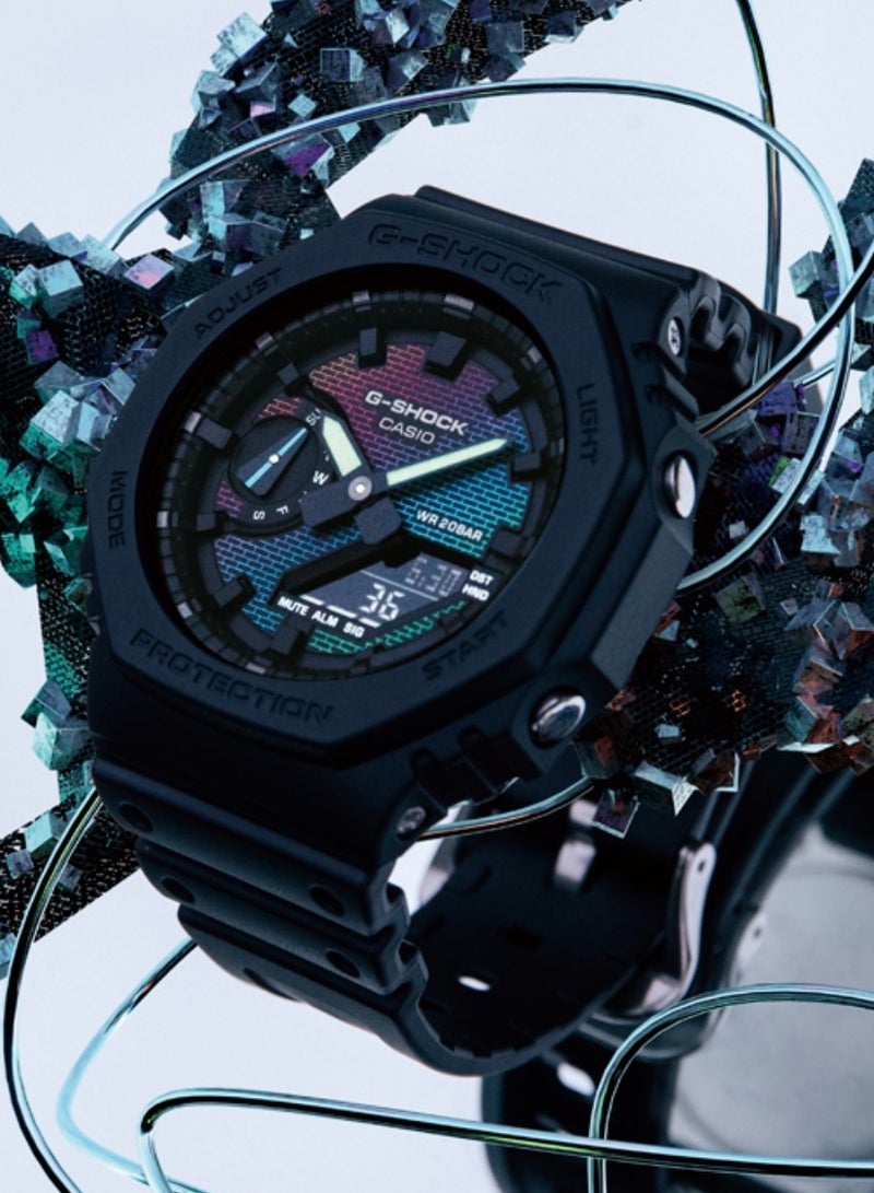 Casio G-Shock GA-2100RW-1A Limited Edition - Rainbow Brick Wall Design, Color-Changing Dial, Digital  Analog Display - Image 2