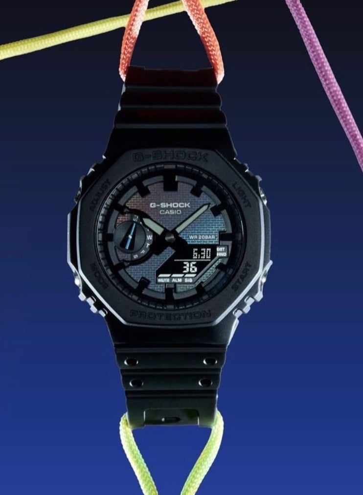 Casio G-Shock GA-2100RW-1A Limited Edition - Rainbow Brick Wall Design, Color-Changing Dial, Digital  Analog Display - Image 3