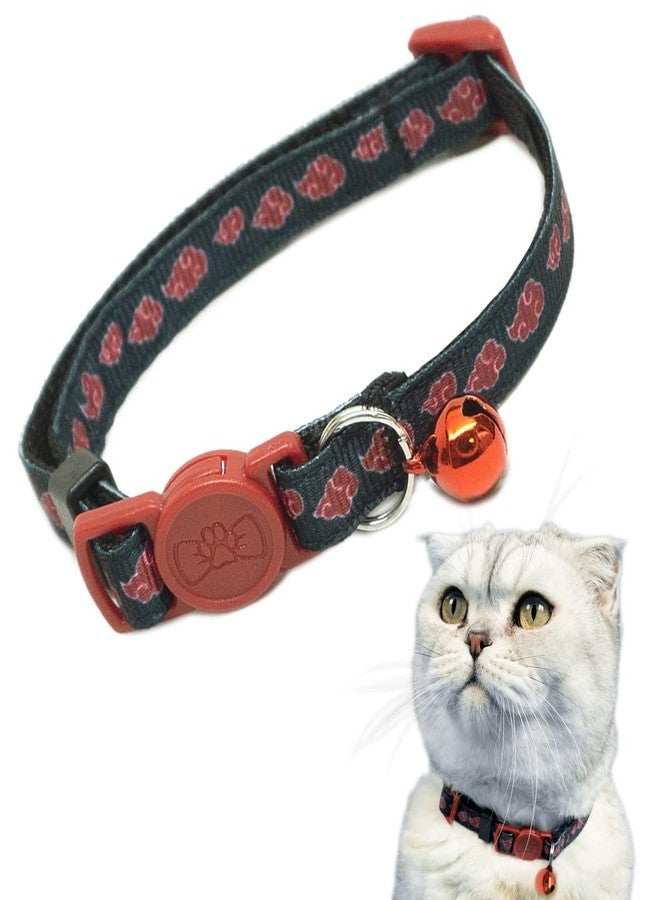 PAWSONIFY Naruto Akatsuki Breakaway Cat Collars for Girl & Boy Cats: Officially Licensed Naruto Akatsuki Cloak Inspired Anime Pet Accessories & Gifts, 8.5-12” Adjustable Cute Kitten Collar with Removable Bell - Image 1
