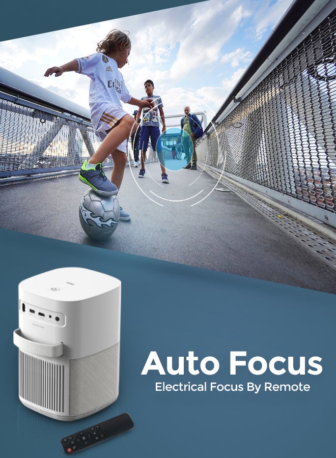 Wownect Android Projector Native 1080P |400 ANSI Lumens Outdoor Video Projector 4k [ Electric Focus ] 5G Wifi AndBluetooth Home Theater Projector PROJ-WO-72-AN White - Image 5
