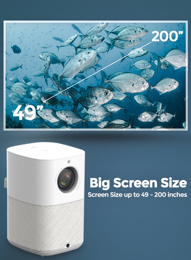 Wownect Android Projector Native 1080P |400 ANSI Lumens Outdoor Video Projector 4k [ Electric Focus ] 5G Wifi AndBluetooth Home Theater Projector PROJ-WO-72-AN White - Image 4