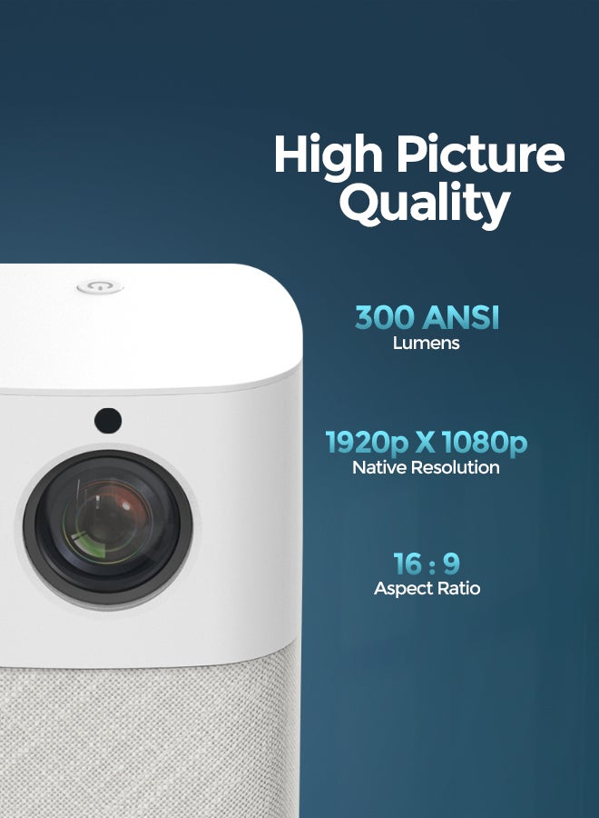 Wownect Android Projector Native 1080P |400 ANSI Lumens Outdoor Video Projector 4k [ Electric Focus ] 5G Wifi AndBluetooth Home Theater Projector PROJ-WO-72-AN White - Image 3