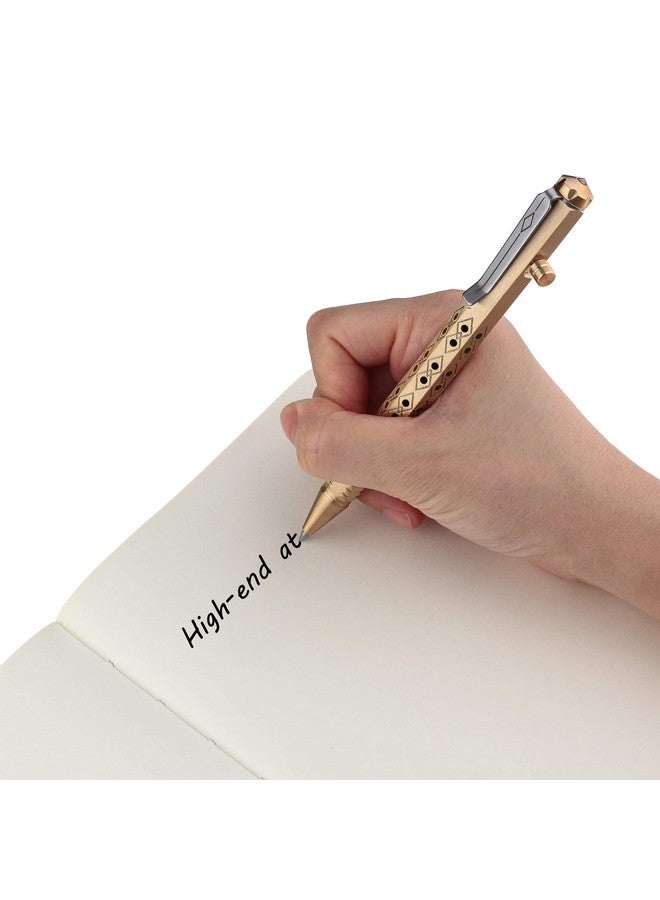 قلم بولت أكشن من النحاس الصلب متوافق مع عبوة إعادة تعبئة Pilot G2 بمشبك من الفولاذ المقاوم للصدأ بمقبض سداسي الحواف من ستة أطراف للاستخدام في الجيب والأعمال التجارية والاستخدام الشخصي باللون البرونزي (Pt636) - Image 3