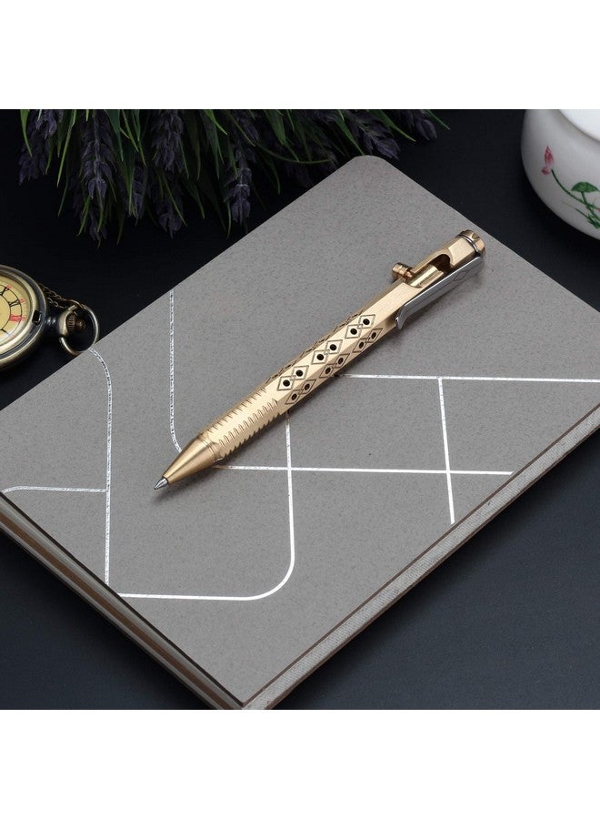 قلم بولت أكشن من النحاس الصلب متوافق مع عبوة إعادة تعبئة Pilot G2 بمشبك من الفولاذ المقاوم للصدأ بمقبض سداسي الحواف من ستة أطراف للاستخدام في الجيب والأعمال التجارية والاستخدام الشخصي باللون البرونزي (Pt636) - Image 2