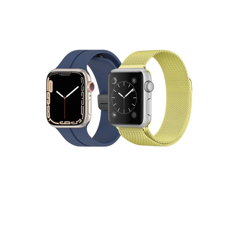 BURAQ 2-Pack Sports Replacement Bands Compatible with Apple Watch 49/46/45/44/42mm – Series Ultra 2/Ultra/9/8/7/SE/6/5/4/3/2/1 – Model #1230 - Image 1