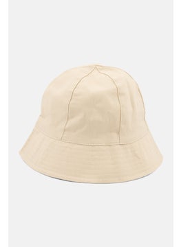 Women Round Crown Bucket, Beige