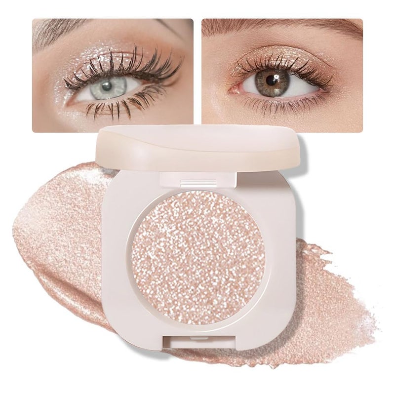 FeiCuiYun Glitter Shimmer Sparkle Eye Shadow Palette Makeup for Older Women Pearl White Silver Glitter Shimmer Metallic Holographic Iridescent Cream Iridescent Single Monochrome Eyeshadow Makeup 11 - Image 3