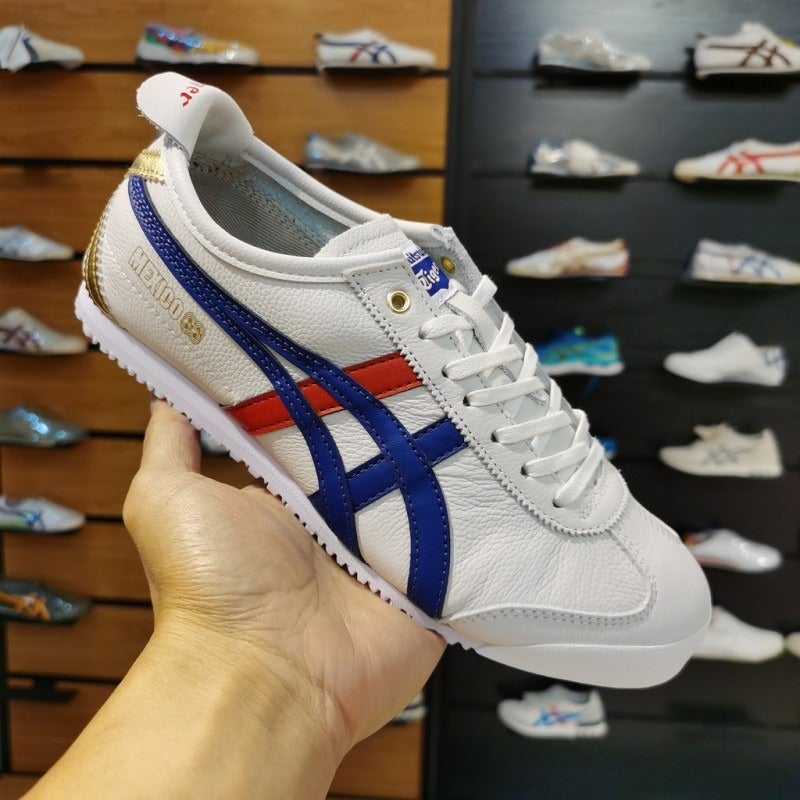 أونيتسوكا تايجر جلد طبيعي من الطبقة الأولى أحذية Onitsuka Tiger T-Toe سلسلة Mexic66 كلاسيكية رجعية للأزواج - Image 1