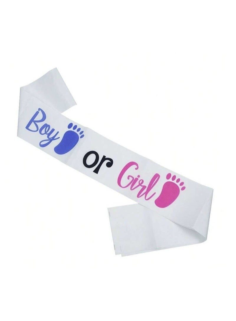 Two-Tone Blue and Pink Scarf for Gender Reveal – Text: Boy or Girl? Baby Gender Reveal, Party Supplies Kit with Decorations Games Gender Reveal  - Image 2
