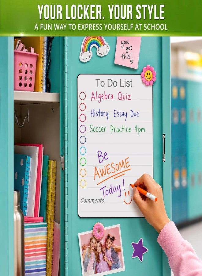 JUZARI Small Magnetic Whiteboard for Locker to Do List 5x7 A5 - Mini Lined Dry Erase Board for School - Locker White Board Magnet Organizer - Magnetic Whiteboard for Locker Decor Classroom Daily Checklist - Image 4