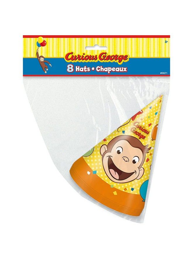 Unique Curious George Party Cone Hats ; One Size ; 8 Pcs Multi - Image 3